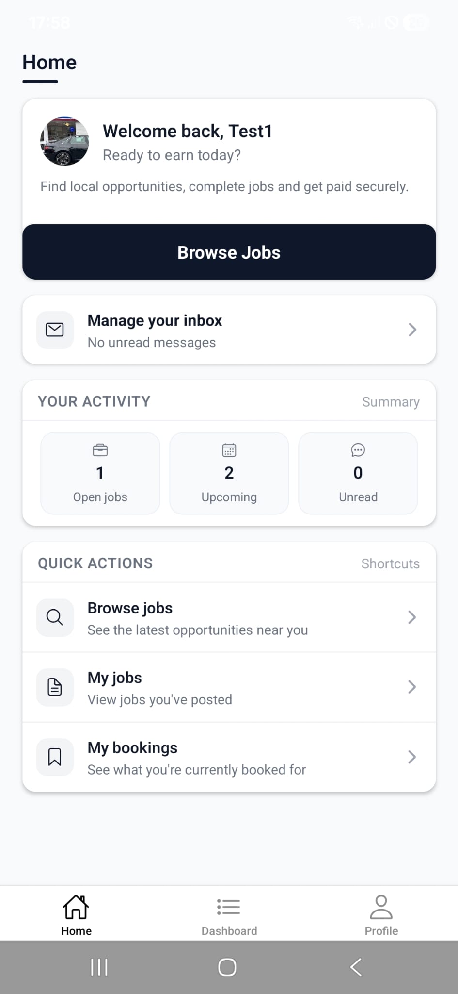 FlicBy app home screen
